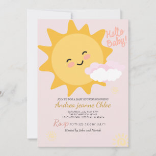Invitation Script baby shower Sunshine Simple Moderne élégant
