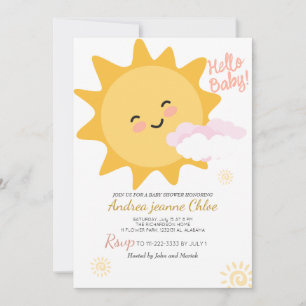 Invitation Script baby shower Sunshine Simple Moderne élégant