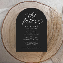 Script Black and White Elegant Engagement Party