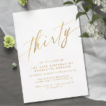Invitation Script blanc et or | Simple Elegant 30e anniversai<br><div class="desc">Jolies invitations à 30ème anniversaire avec un design moderne et simpliste. Police de calligraphie en or Faux sur un arrière - plan blanc immaculé. Remarque : L'effet Gold est répliqué par un graphique de haute qualité. Aucune feuille réelle ne sera utilisée.</div>