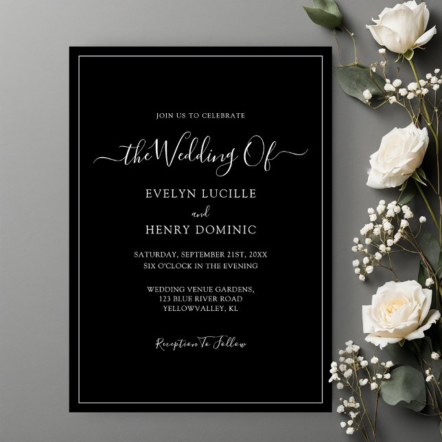 Invitation Script blanc intemporel sur Mariage minimaliste no (Créateur téléchargé)