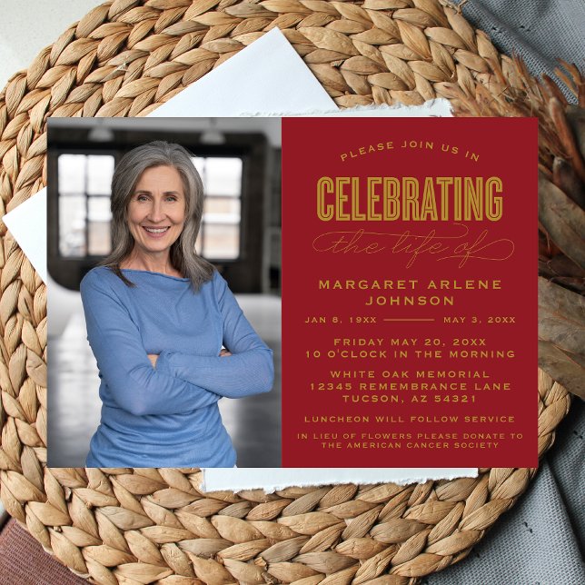 INVITATION SCRIPT BOLD MODERNE CÉLÉBRATION FUNÉRALE DE LA VIE (Créateur téléchargé)