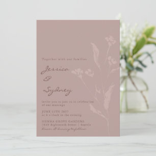 Invitation Script Botanique Chic Simple Mariage Dusty Mauve