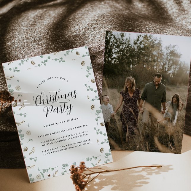 Invitation Script botanique minimal moderne Noël (Créateur téléchargé)
