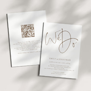 Invitation Script Brown moderne Nous faisons QR Code Mariage