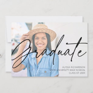 Invitation Script chic H Photo Graduation Party Gris