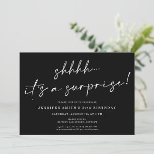Invitation Script Chic Moderne Shhhh Surprise fête d'annivers