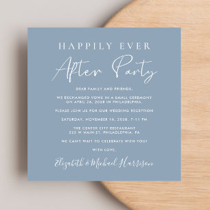 Invitation Script Chic QR Code Dusty Blue Wedding Réception