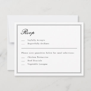 Invitation Script classique absolu noir et blanc RSVP