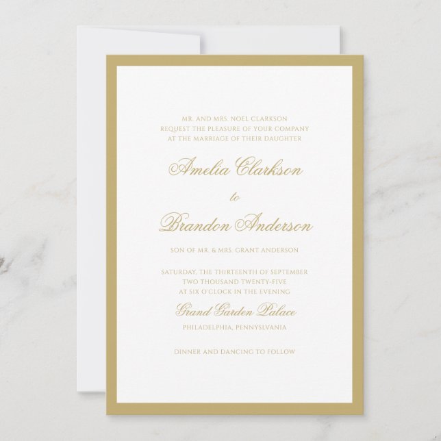Invitation Script classique et Mariage de bordure (Devant)