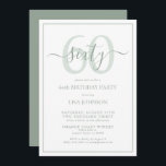 Invitation Script classique formel 60e anniversaire Sage Gree<br><div class="desc">Fêtez le grand 6-0 en style! Faites passer votre célébration d'anniversaire au niveau suivant avec cette invitation officielle de 60e anniversaire Sage Green Classic Script. Avec une zone de texte verte à la sauge classique sur un arrière - plan blanc, les détails personnalisés peuvent être inclus dans une calligraphie à...</div>