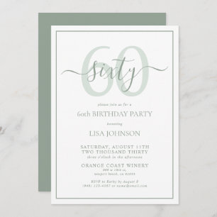 Invitation Script classique formel 60e anniversaire Sage Gree