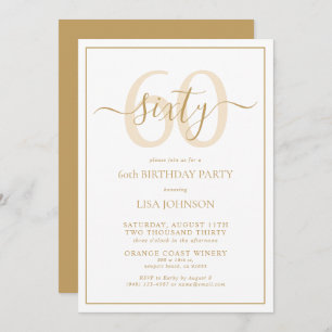 Invitation Script classique officiel 60e anniversaire Gold