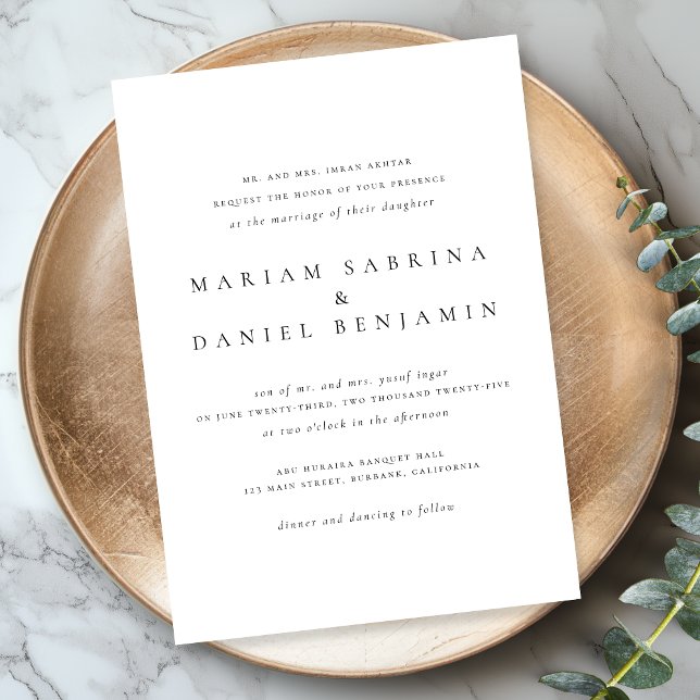 Invitation Script classique simple Mariage noir et blanc (Créateur téléchargé)