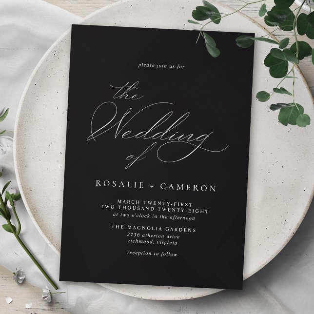 Invitation Script classique Vintage moderne Moody Black Maria (Créateur téléchargé)