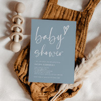 Script Coeur Dusty Baby shower garçon bleu