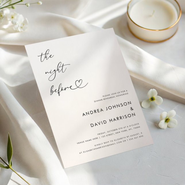 Invitation Script Coeur La Nuit Avant Le Dîner De Répétition (Créateur téléchargé)