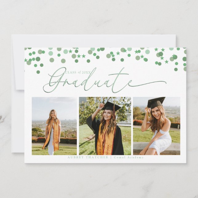 Invitation Script Confetti |  Photo Collage Graduation  (Devant)
