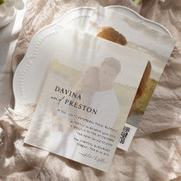 Invitation Script contemporain moderne deux photo QR CODE