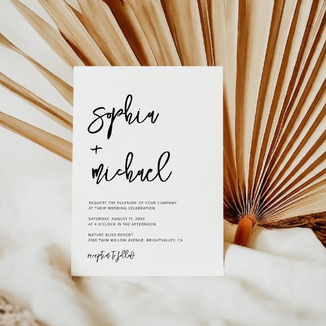 Invitation Script contemporain moderne Mariage noir blanc (Créateur téléchargé)