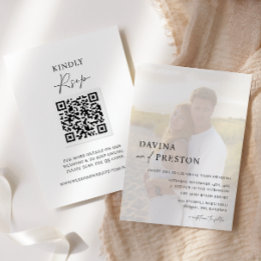 Invitation Script contemporain photo moderne QR CODE RSVP