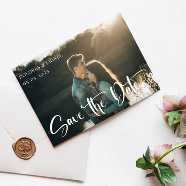 Invitation Script Couple Photo Enregistrer la date (Créateur téléchargé)