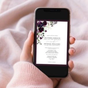 Invitation Script d'aquarelle de fleurs violettes de prune