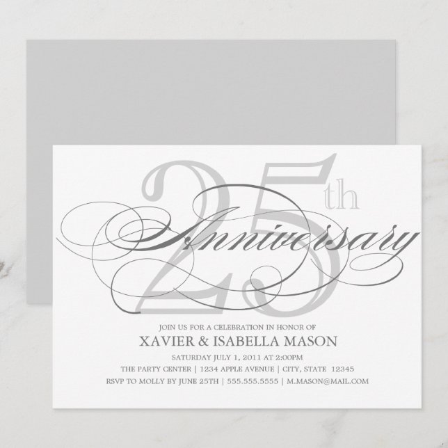 Invitation Script de 25e anniversaire (Devant / Derrière)