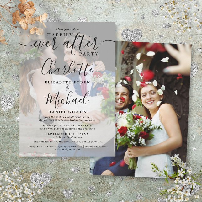 Invitation Script de 2 photos de mariage heureux pour toujour (2 Wedding Photos Happily Ever After Script Invitation)
