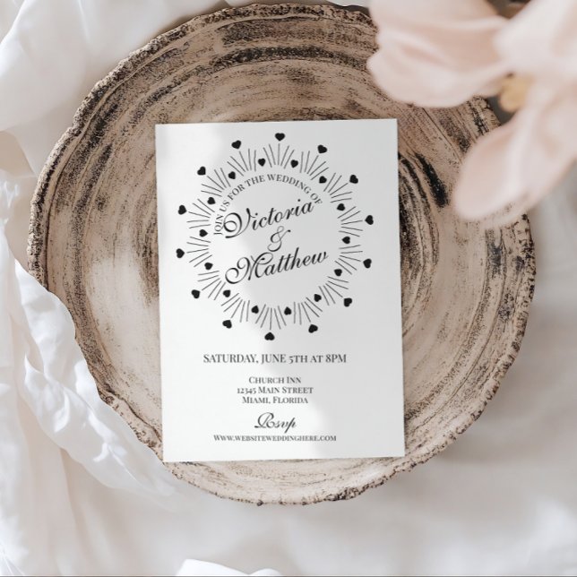 Invitation Script de cadre de coeurs gribouillés pour mariage (Créateur téléchargé)