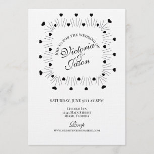 Invitation Script de cadre de coeurs gribouillés pour mariage
