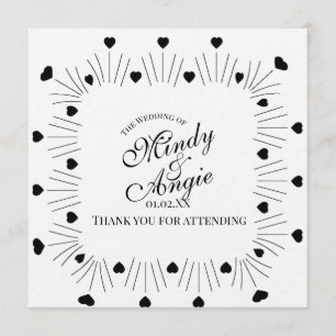 Invitation Script de cadre de coeurs gribouillés pour mariage