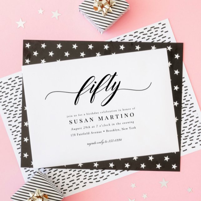 Invitation Script de calligraphie classique élégant 50e anniv (Créateur téléchargé)