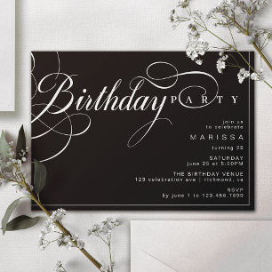 Invitation Script de calligraphie   Elégant Moody Black Anniv