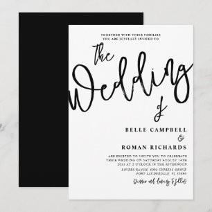 Invitation Script de calligraphie moderne Mariage noir et bla