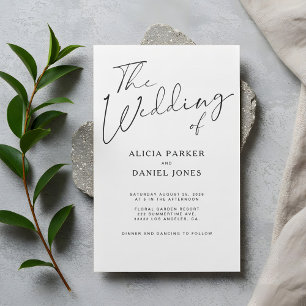 Invitation Script de calligraphie noir et blanc moderne maria