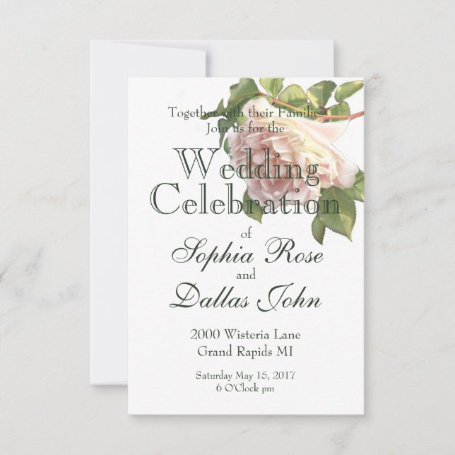 Invitation Script de calligraphie Rose de Blushing Ivory Peac (Devant)