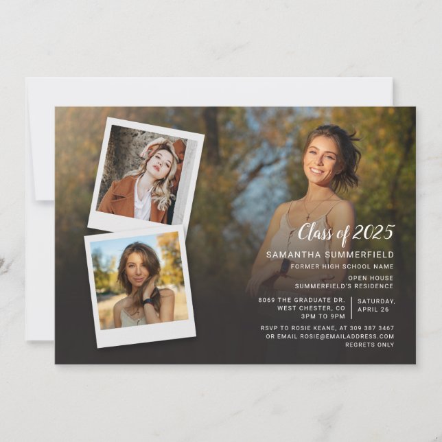 Invitation Script de collage photo de fête de remise de diplô (Devant)
