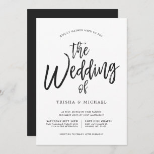 Invitation Script de danse Noir Mariage blanc