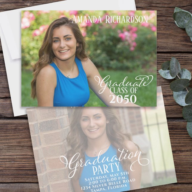 Invitation Script de diplôme Deux Modèle photo (Créateur téléchargé)