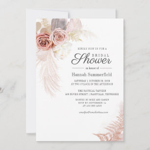 Invitation Script de douche de mariée Herbe de Pampas Brun