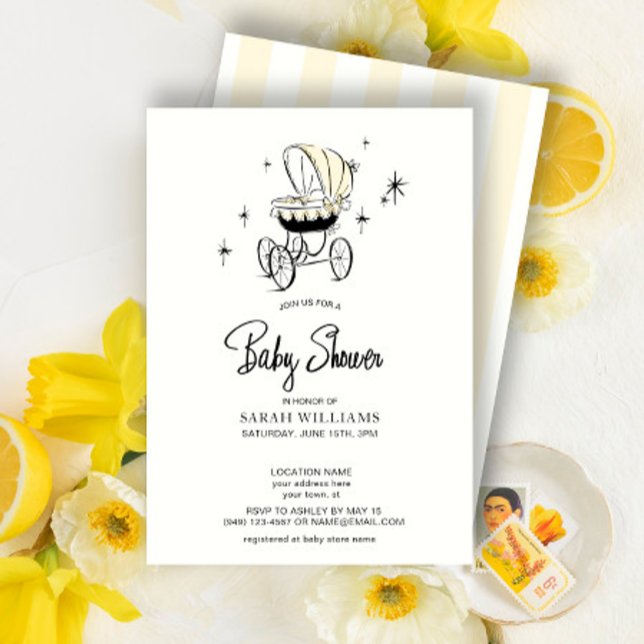 Invitation Script de la chaîne d'aquarelle jaune rétro (Créateur téléchargé)