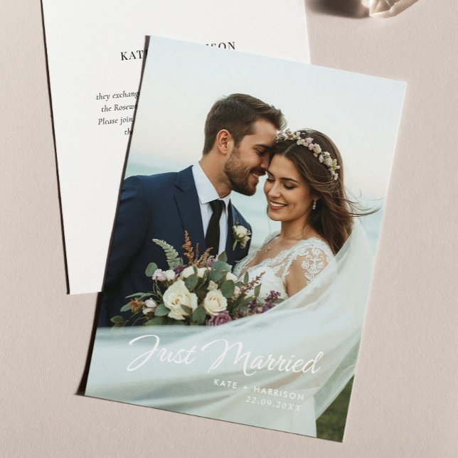 Invitation Script de mariage tout juste célébré Annonce de ph (Créateur téléchargé)