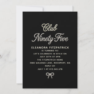 Invitation Script de perle noir et blanc pour 95e anniversair