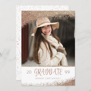 Invitation Script de pinceau cuivre et Parties scintillant or