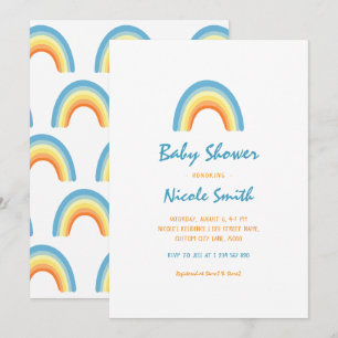 Invitation Script d'écriture simple Rainbow Baby shower