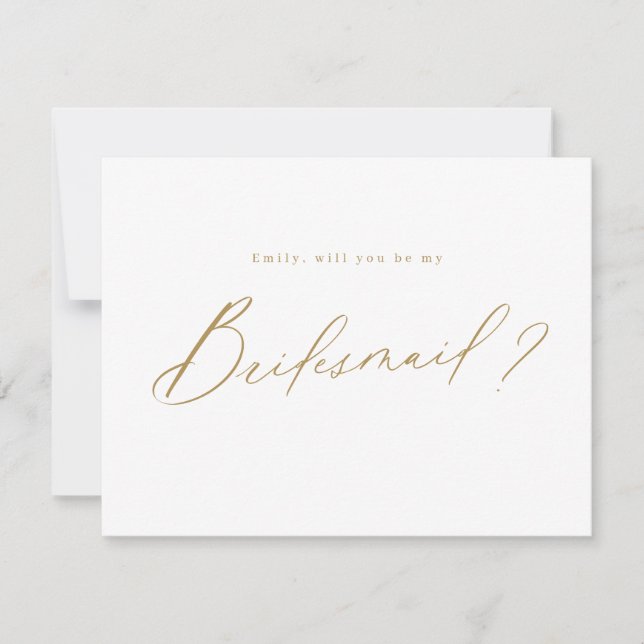 Invitation Script demoiselle d'honneur or minimal en or (Devant)