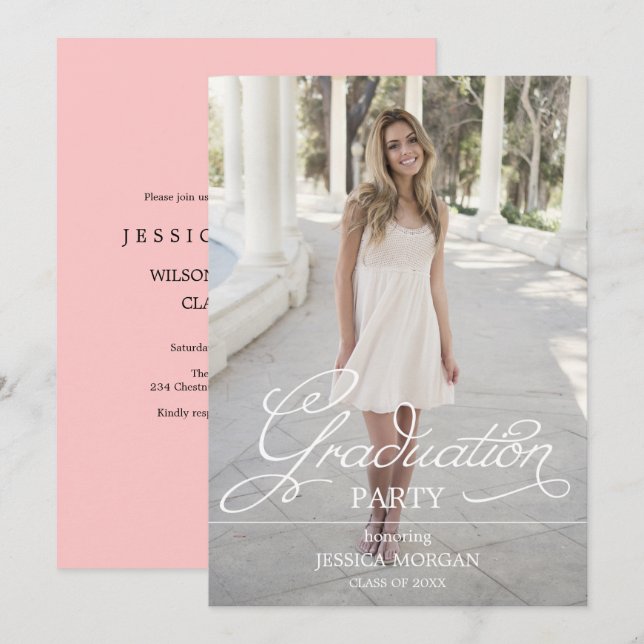 Invitation Script d'invitation de la fête de graduation avec  (Devant / Derrière)