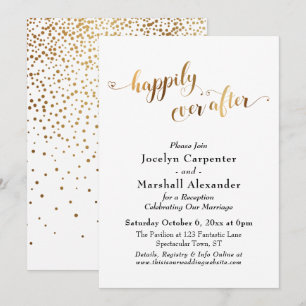 Invitation Script Doré Félicitations Éternelles Confettis Dos