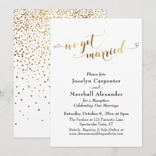 Invitation Script Doré Nous sommes mariés Confettis Retour